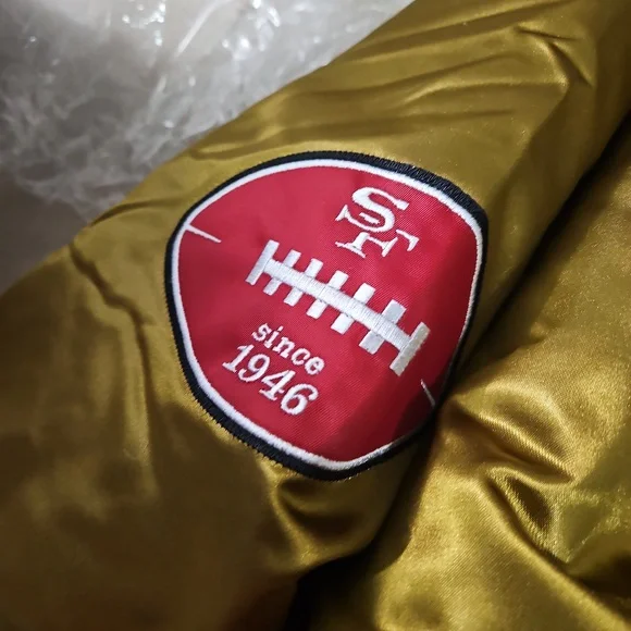 Mitchell and Ness Satin Gold San Francisco 49ers Heavyweight Jacket. XXL - Picture 7 of 16